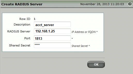 Sonus SBC RADIUS Server Settings