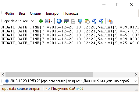 Пример данных