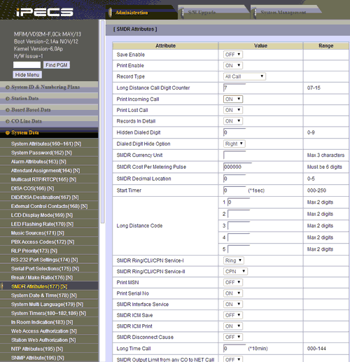 SMDR incoming record format