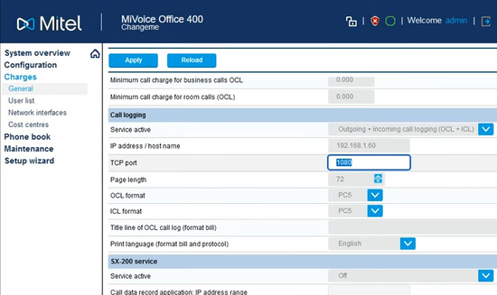 Mitel MiVoice Office 400 Network settings