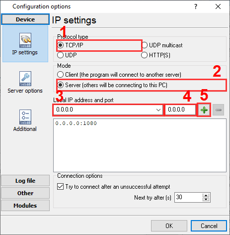 TCP Server Mode