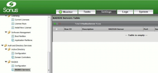 Sonus SBC RADIUS Server