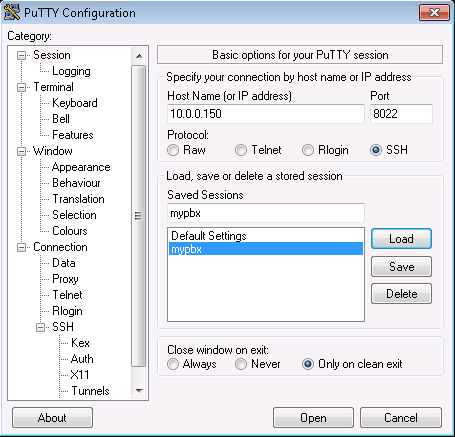 PuTTY SSH Login