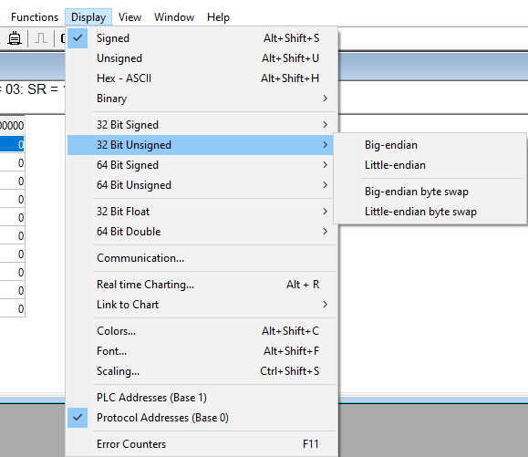 MODBUS Poll: Display