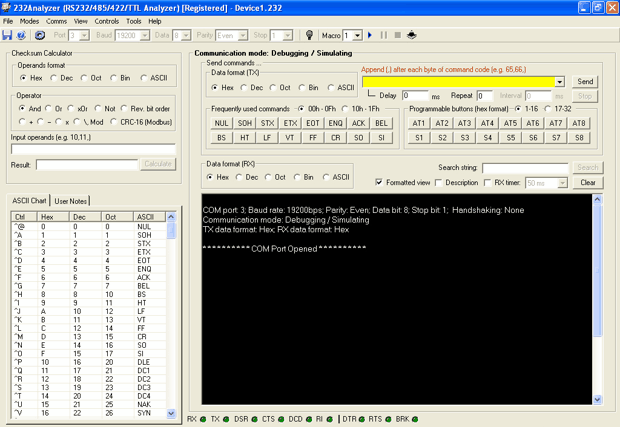 Устаревшее окно 232analyzer