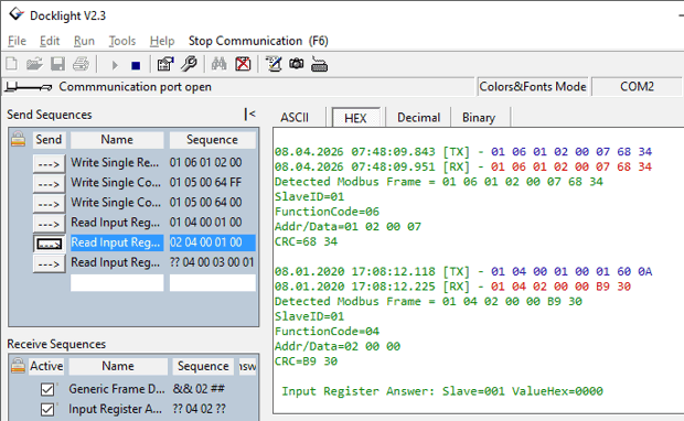 Главное окно Docklight